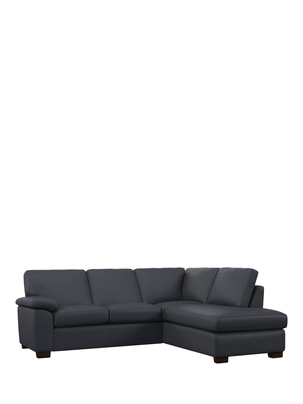 John Lewis Camden RHF Chaise Corner Leather Sofa, Dark Leg, Matt Navy