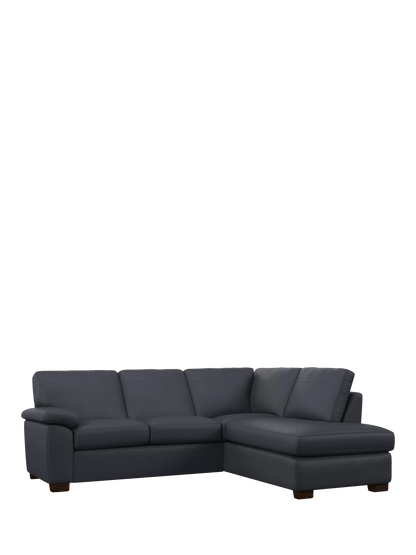 John Lewis Camden RHF Chaise Corner Leather Sofa, Dark Leg, Matt Navy