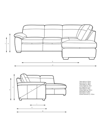John Lewis Camden RHF Chaise Corner Leather Sofa, Dark Leg, Matt Navy