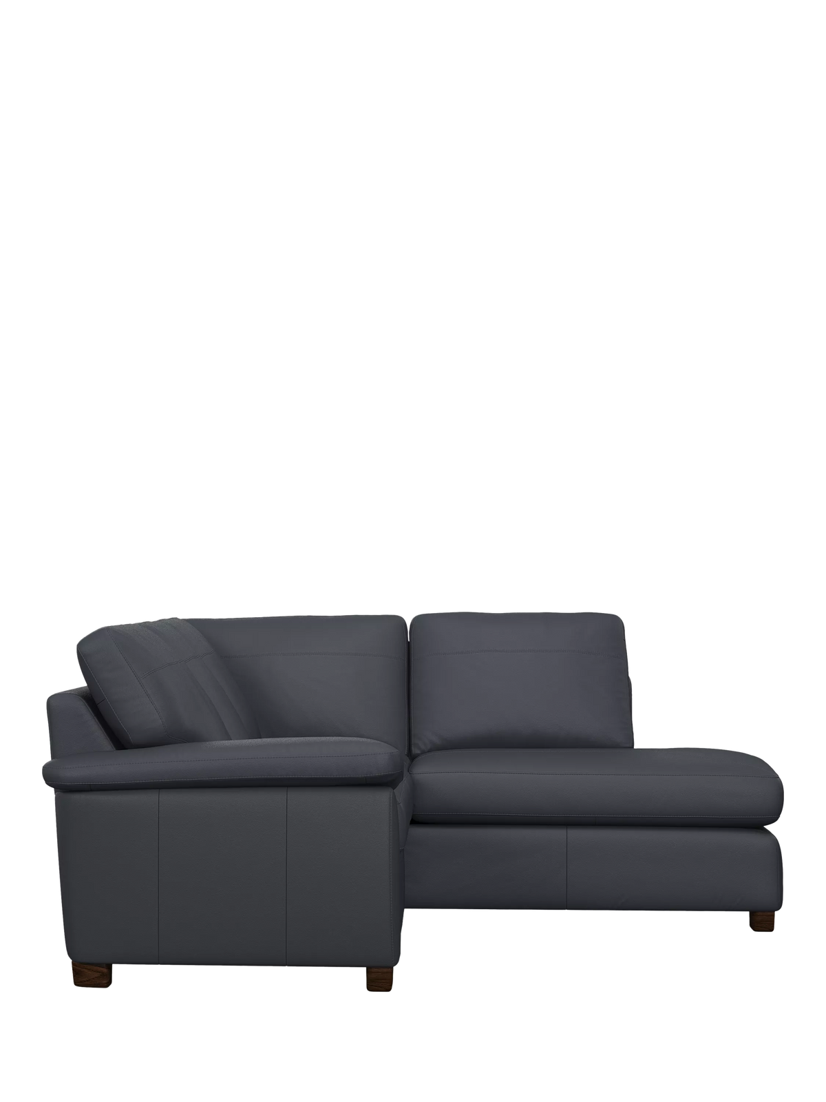 John Lewis Camden RHF Chaise Corner Leather Sofa, Dark Leg, Matt Navy
