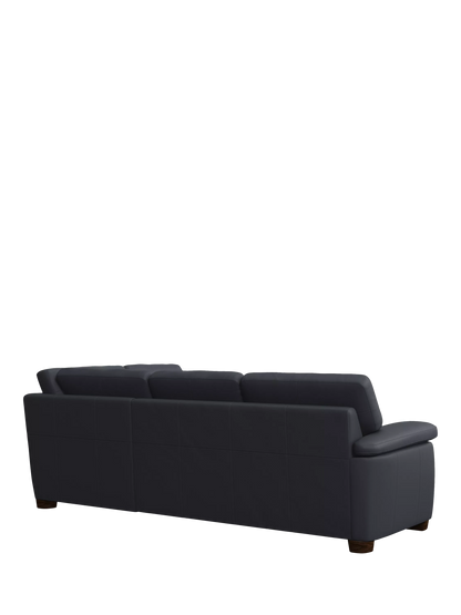John Lewis Camden RHF Chaise Corner Leather Sofa, Dark Leg, Matt Navy