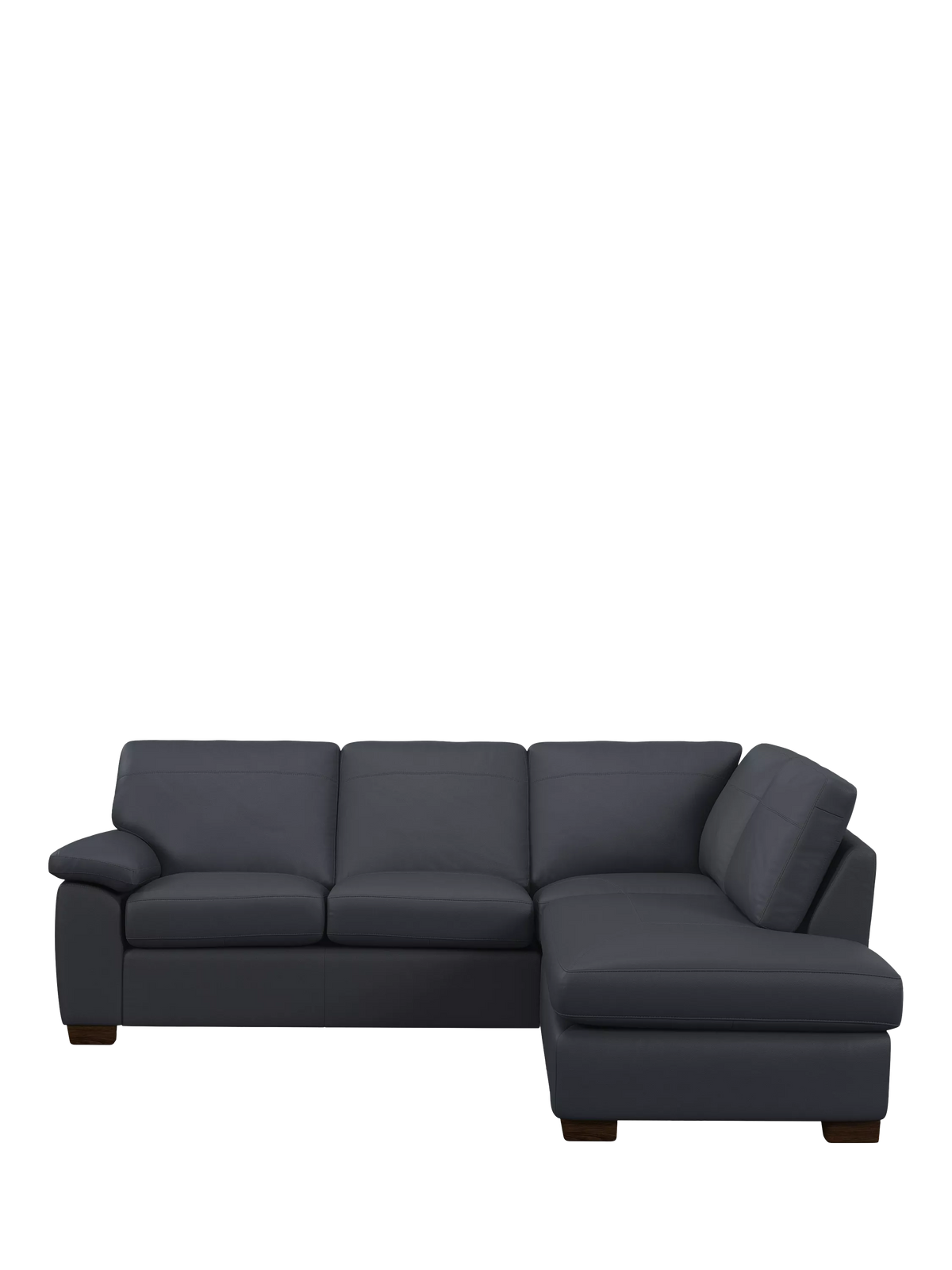 John Lewis Camden RHF Chaise Corner Leather Sofa, Dark Leg, Matt Navy