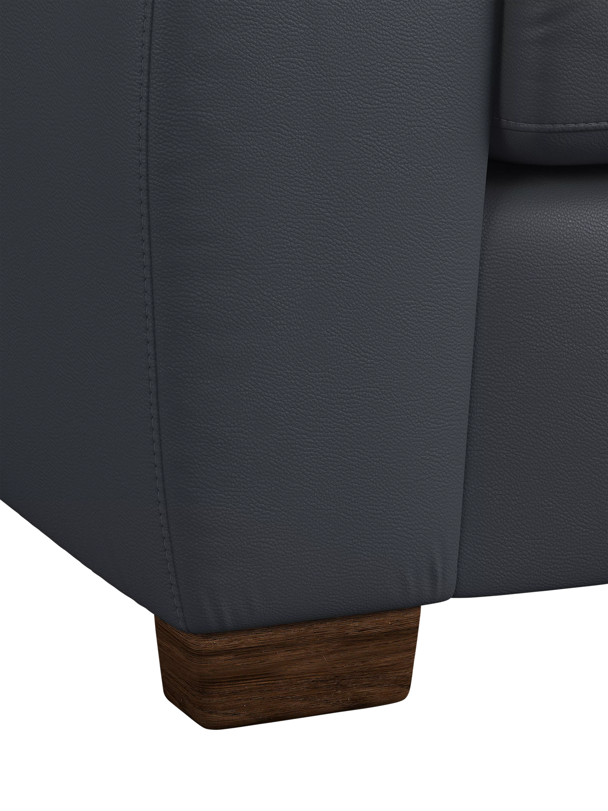 John Lewis Camden RHF Chaise Corner Leather Sofa, Dark Leg, Matt Navy
