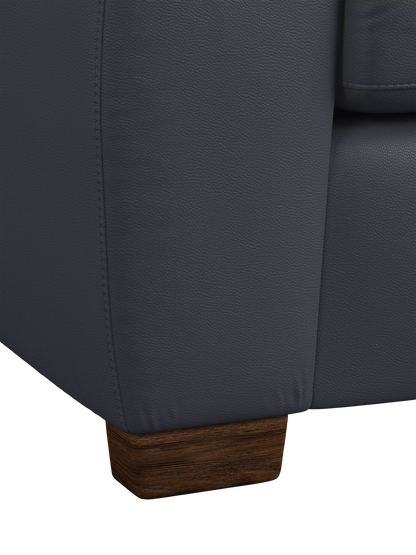 John Lewis Camden RHF Chaise Corner Leather Sofa, Dark Leg, Matt Navy