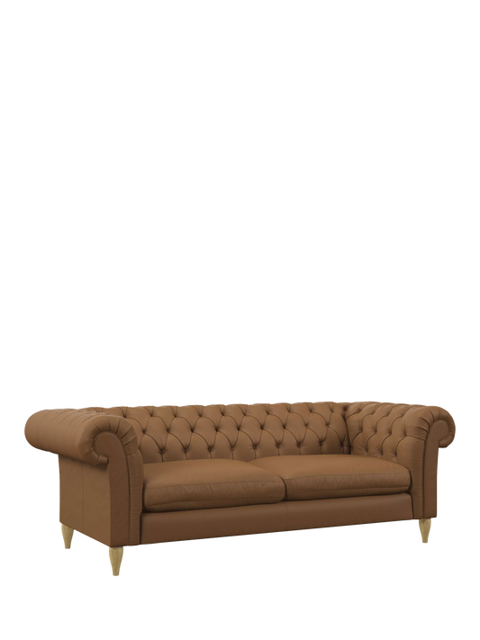 John Lewis Cromwell Grand 4 Seater Leather Sofa, Light Leg, Matt Tan