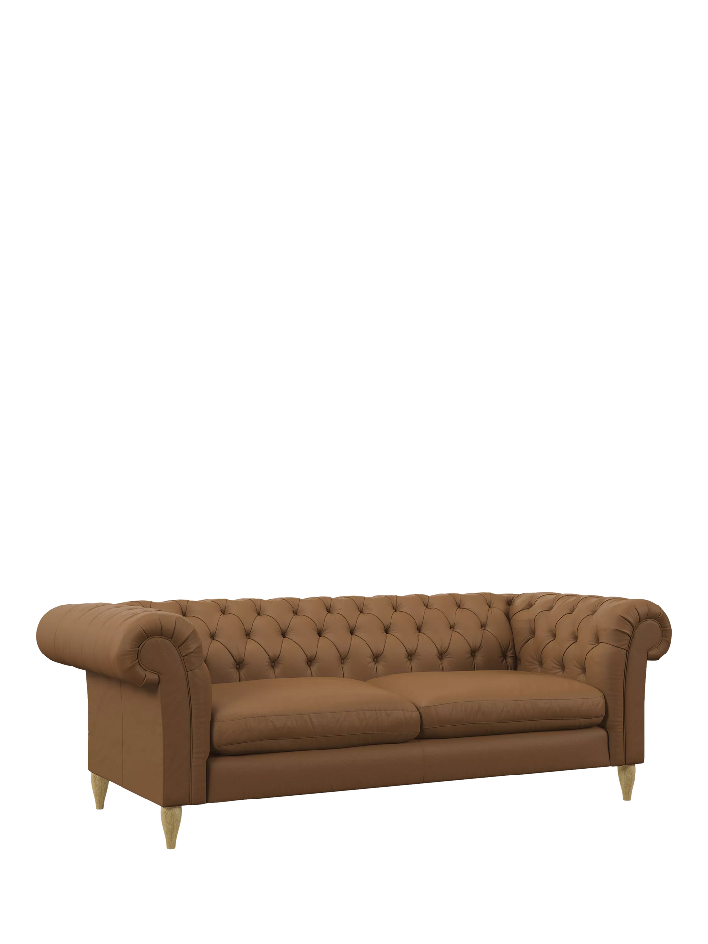 John Lewis Cromwell Grand 4 Seater Leather Sofa, Light Leg, Matt Tan