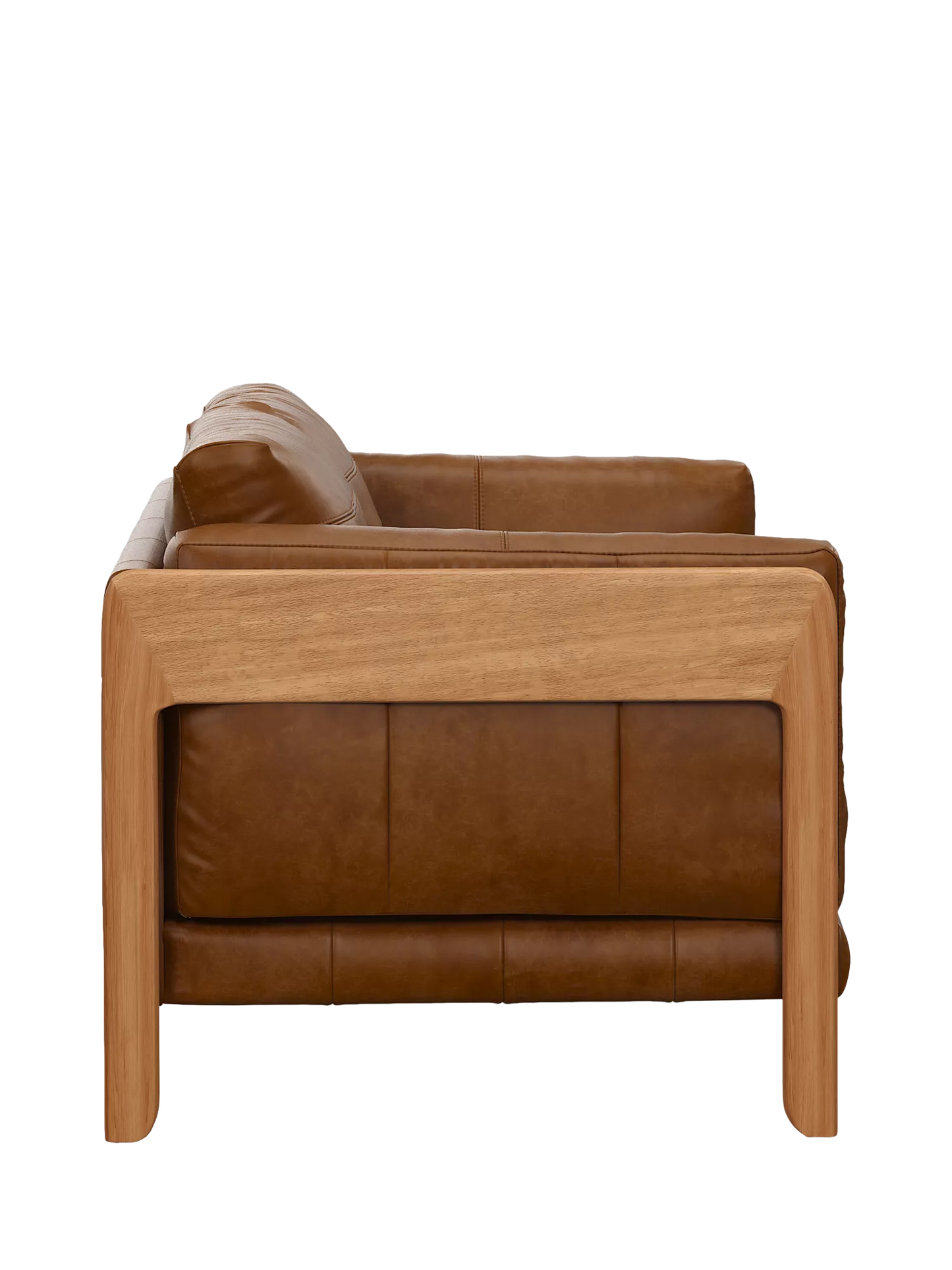 John Lewis Nest Medium 2 Seater Leather Sofa, Light Leg, Premium Caramel