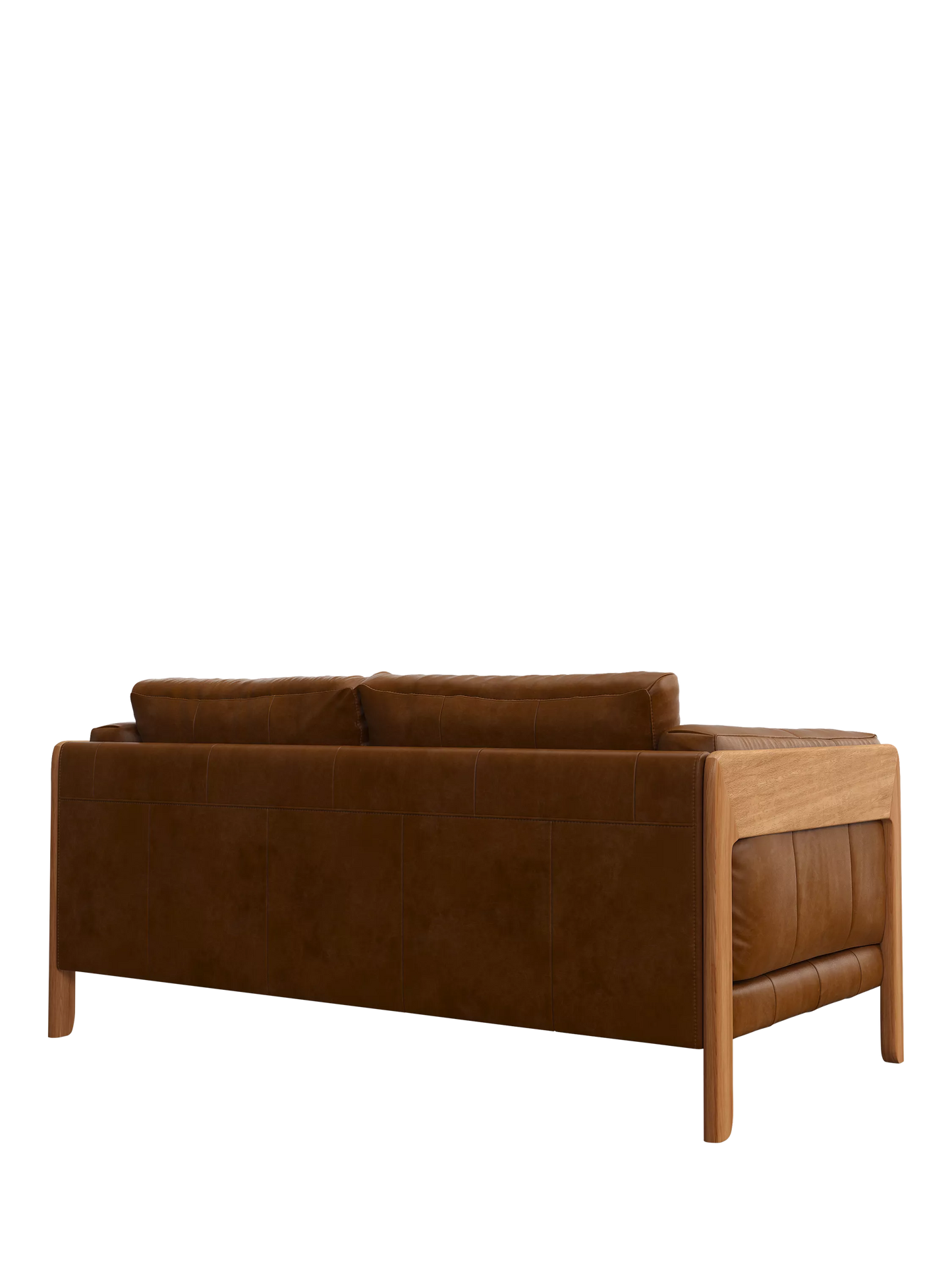 John Lewis Nest Medium 2 Seater Leather Sofa, Light Leg, Premium Caramel