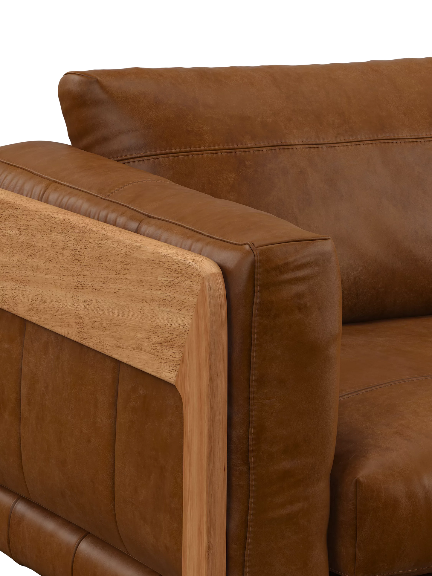 John Lewis Nest Medium 2 Seater Leather Sofa, Light Leg, Premium Caramel