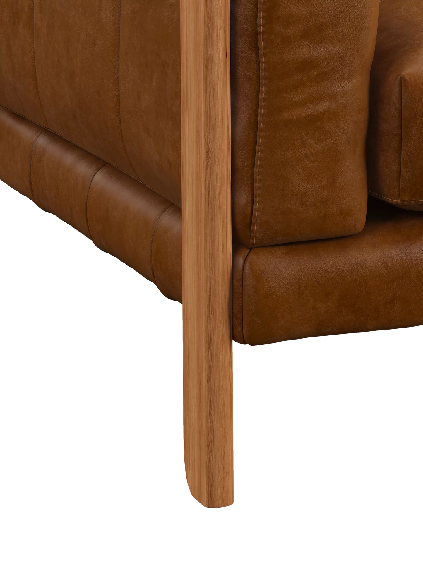 John Lewis Nest Medium 2 Seater Leather Sofa, Light Leg, Premium Caramel