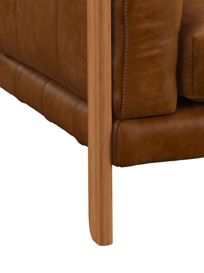 John Lewis Nest Medium 2 Seater Leather Sofa, Light Leg, Premium Caramel