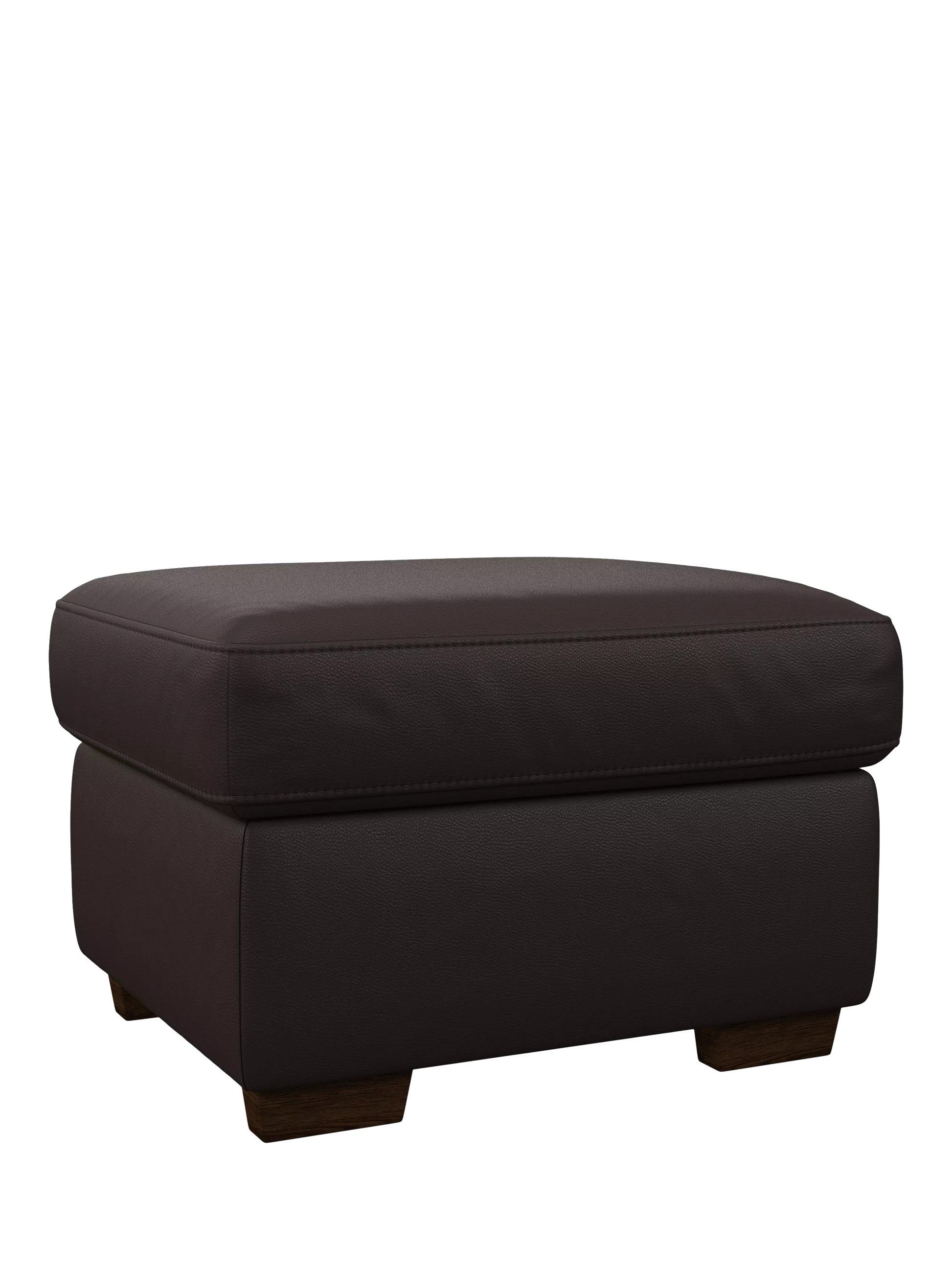 John Lewis Camden Leather Storage Footstool, Dark Leg, Matt Chocolate