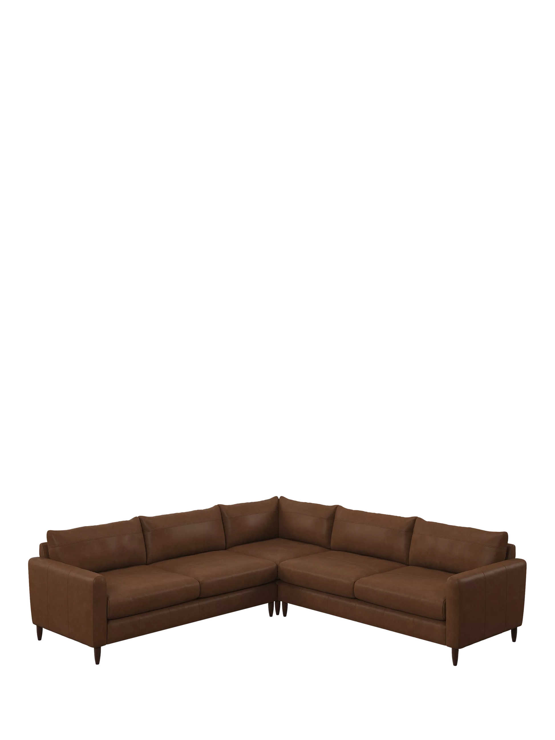 John Lewis Bailey II 5+ Seater Leather Corner Sofa Dark Leg Vintage Toffee