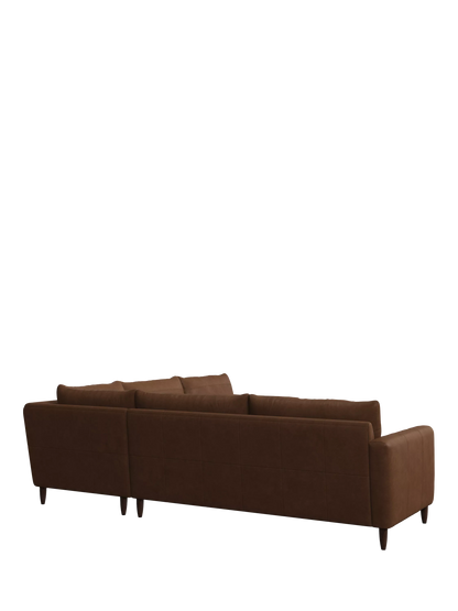 John Lewis Bailey II 5+ Seater Leather Corner Sofa Dark Leg Vintage Toffee