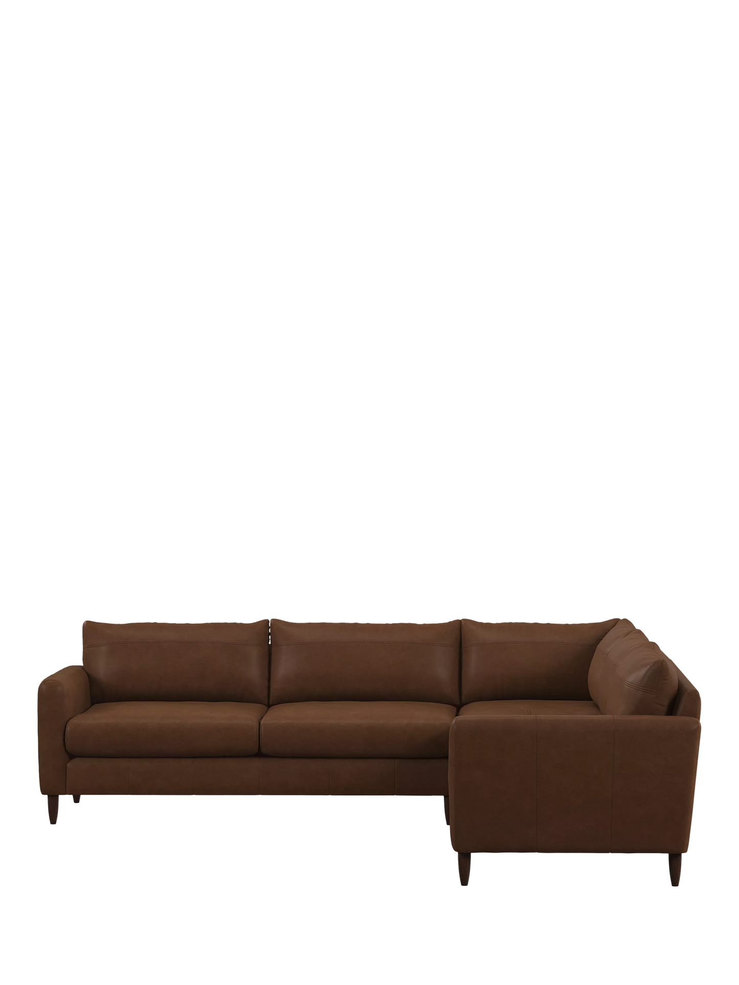 John Lewis Bailey II 5+ Seater Leather Corner Sofa Dark Leg Vintage Toffee