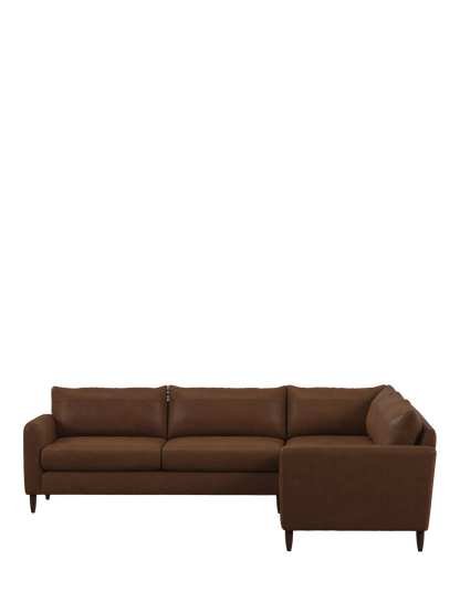 John Lewis Bailey II 5+ Seater Leather Corner Sofa Dark Leg Vintage Toffee