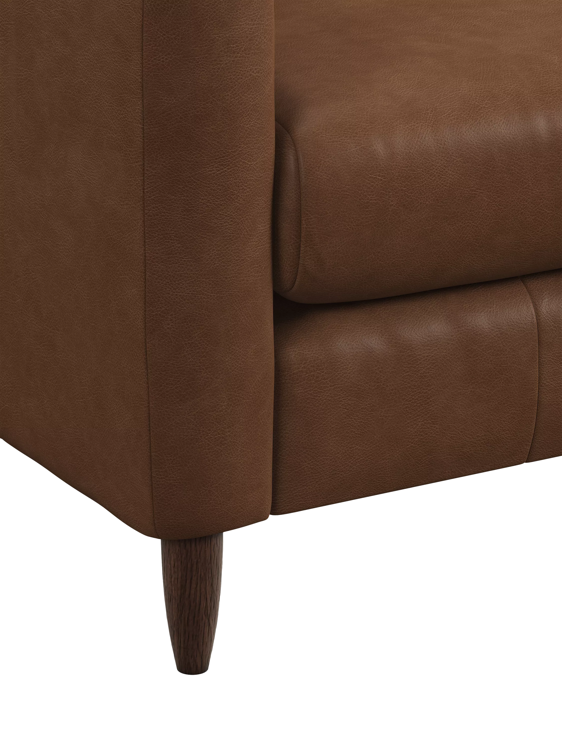 John Lewis Bailey II 5+ Seater Leather Corner Sofa Dark Leg Vintage Toffee
