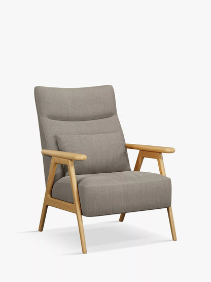 John Lewis Hendricks High Back Accent Armchair, Light Wood Frame