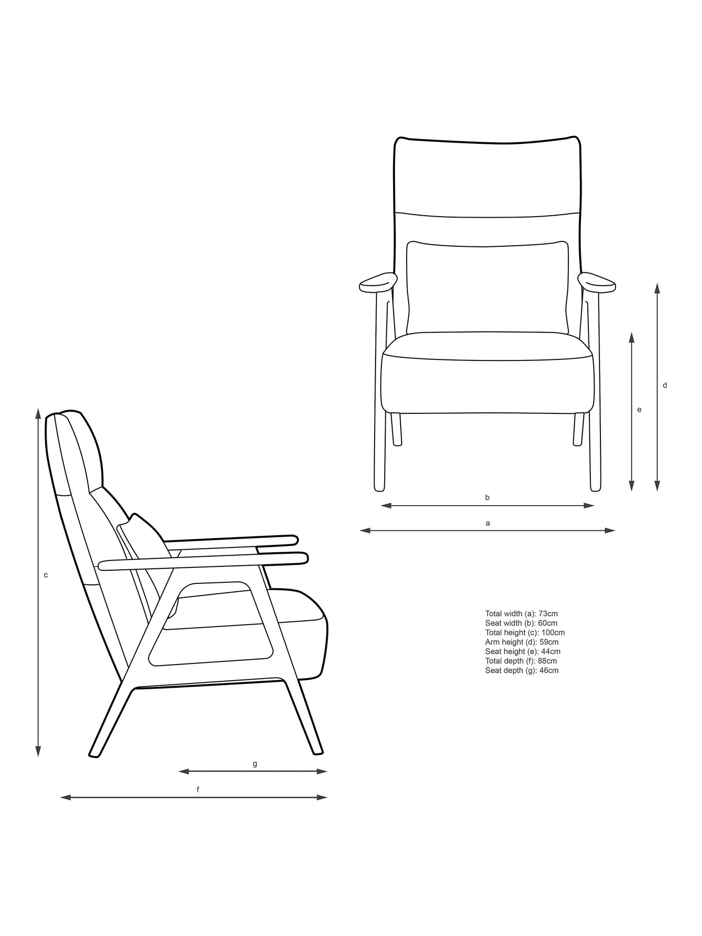 John Lewis Hendricks High Back Accent Armchair, Light Wood Frame