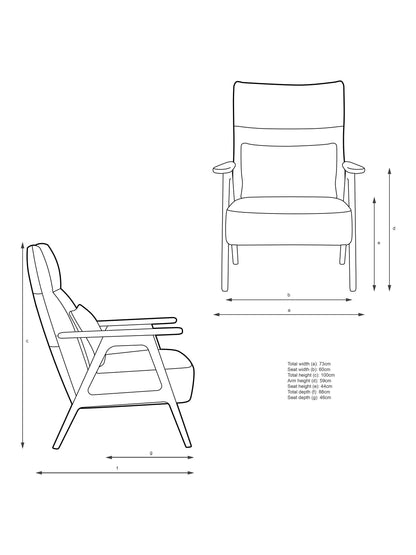 John Lewis Hendricks High Back Accent Armchair, Light Wood Frame