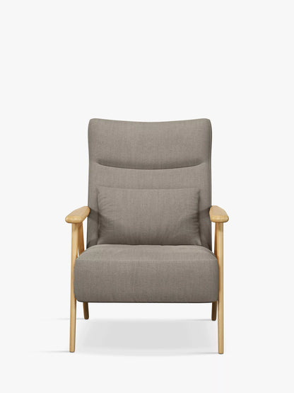 John Lewis Hendricks High Back Accent Armchair, Light Wood Frame