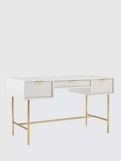 West Elm Quinn Lacquer Desk, Haze/Antique Brass