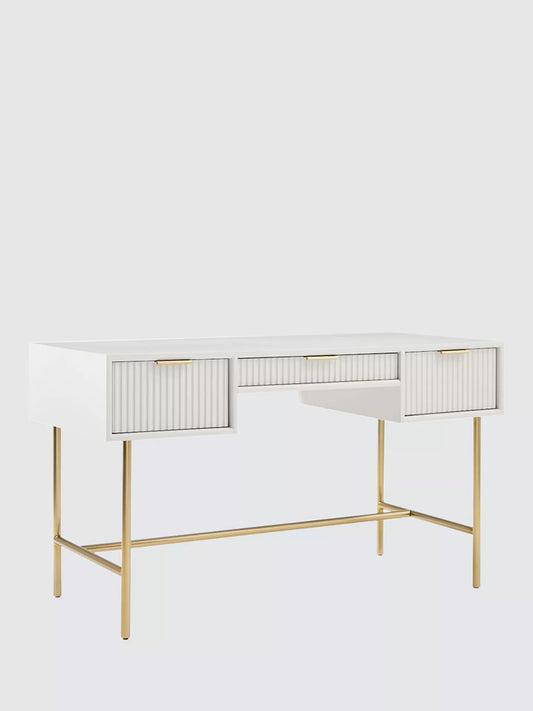 West Elm Quinn Lacquer Desk, Haze/Antique Brass