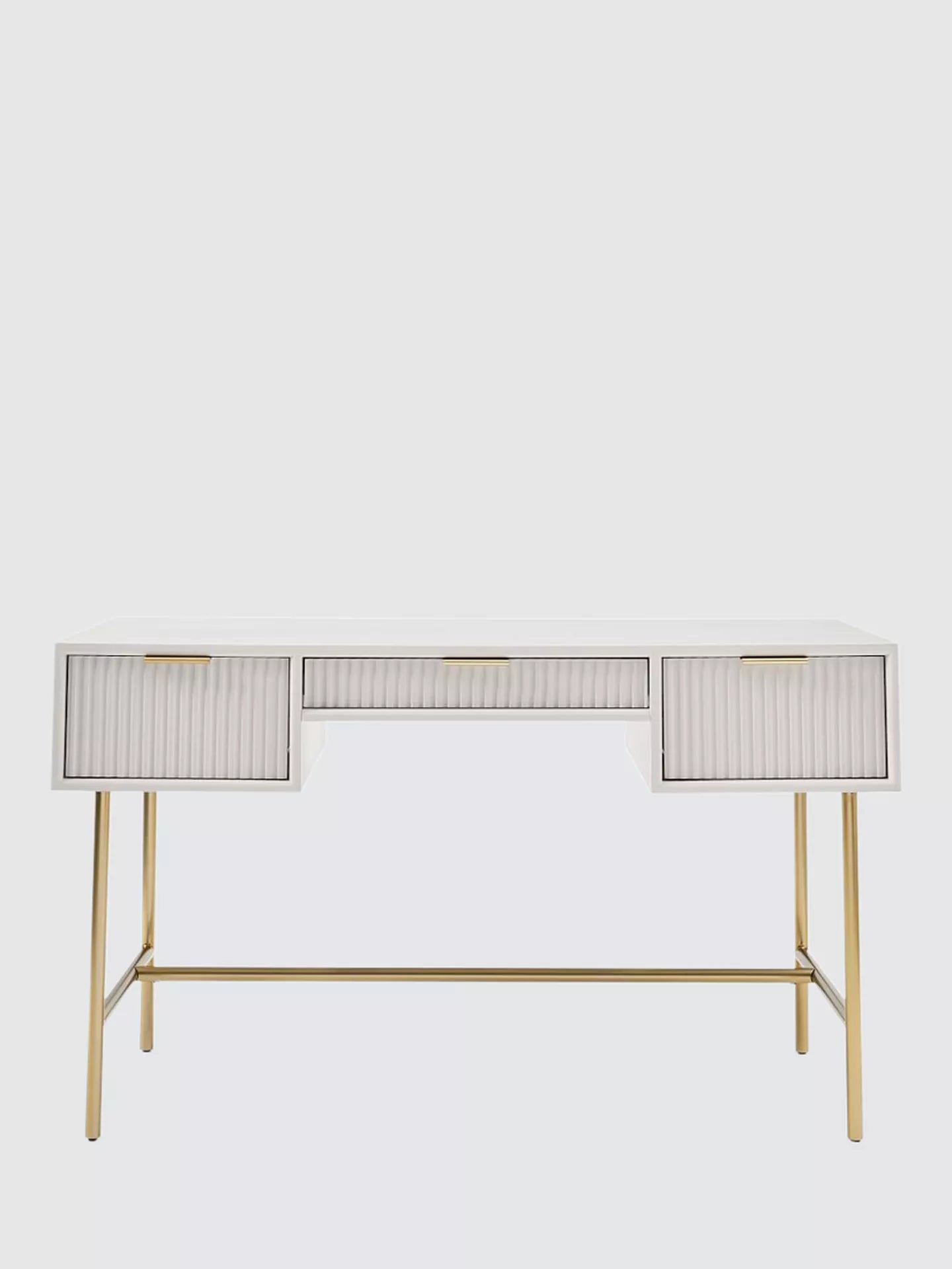 West Elm Quinn Lacquer Desk, Haze/Antique Brass