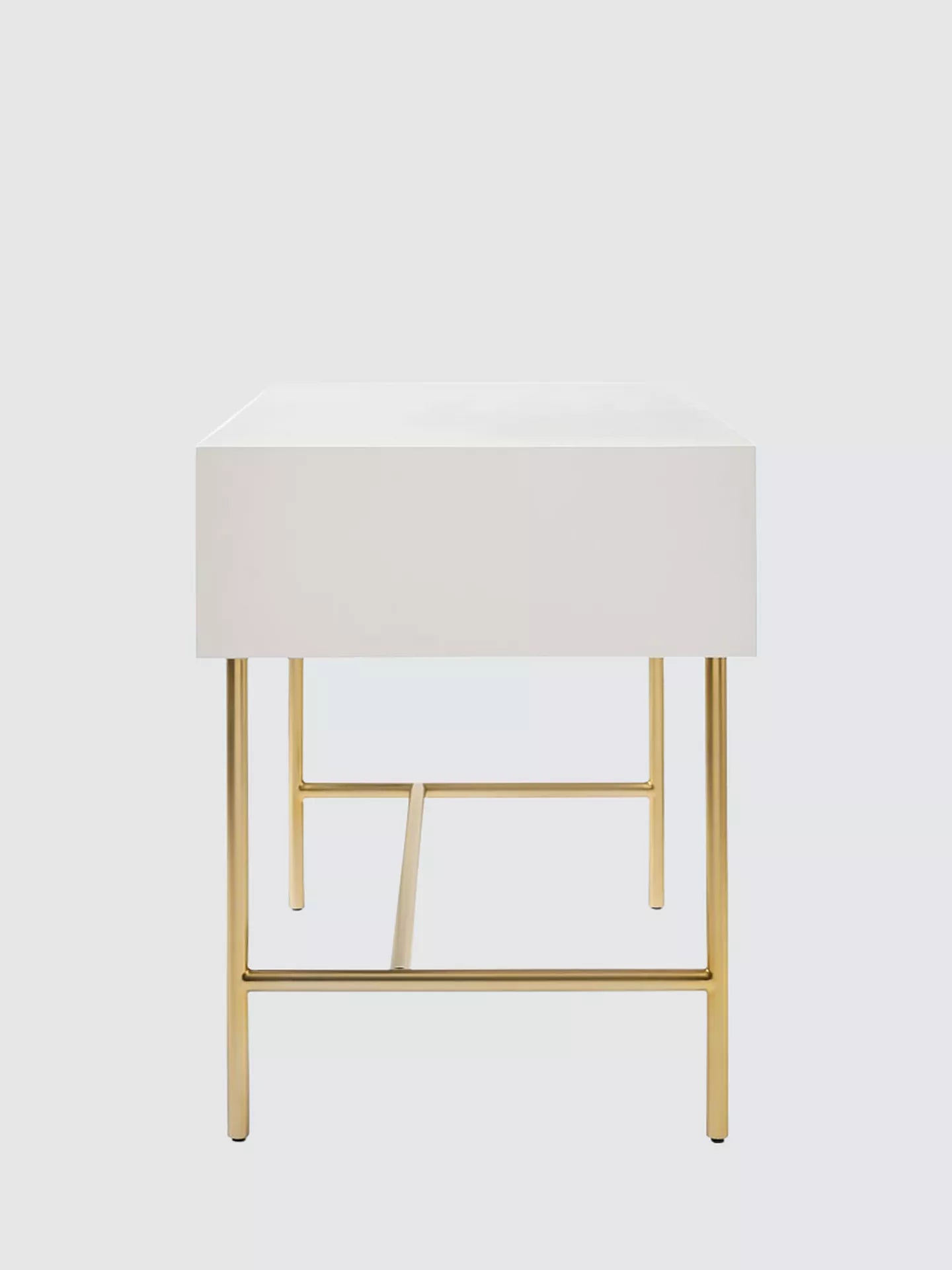West Elm Quinn Lacquer Desk, Haze/Antique Brass