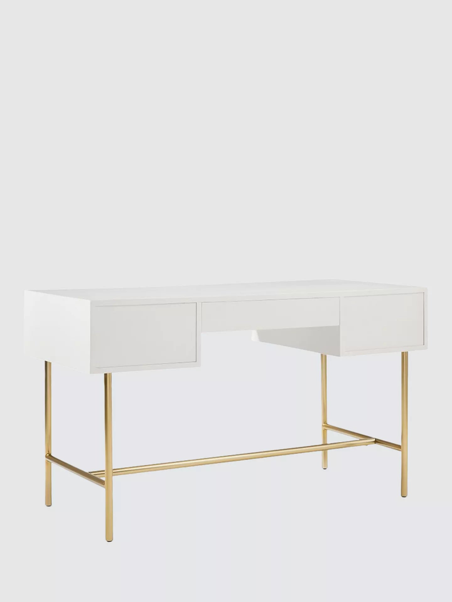 West Elm Quinn Lacquer Desk, Haze/Antique Brass