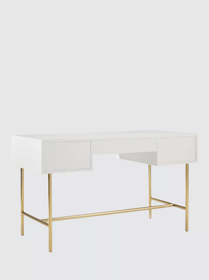 West Elm Quinn Lacquer Desk, Haze/Antique Brass