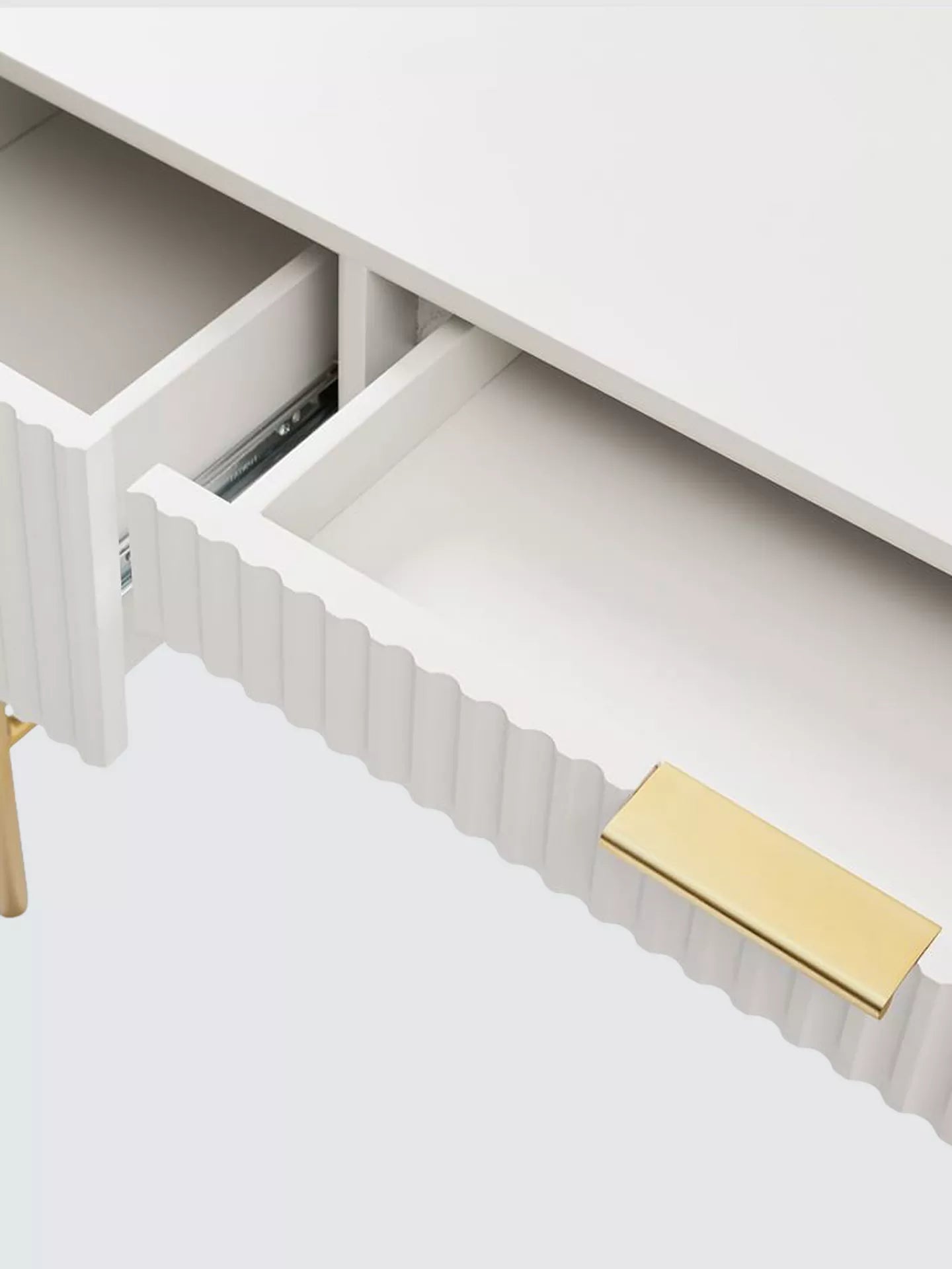 West Elm Quinn Lacquer Desk, Haze/Antique Brass