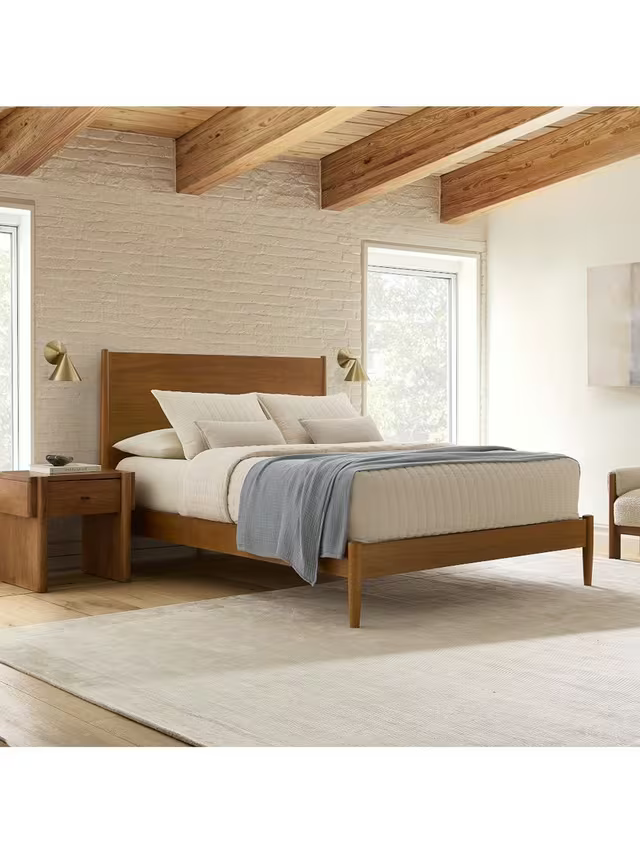 West Elm Mid-Century Wood Bed Frame, King, Acorn