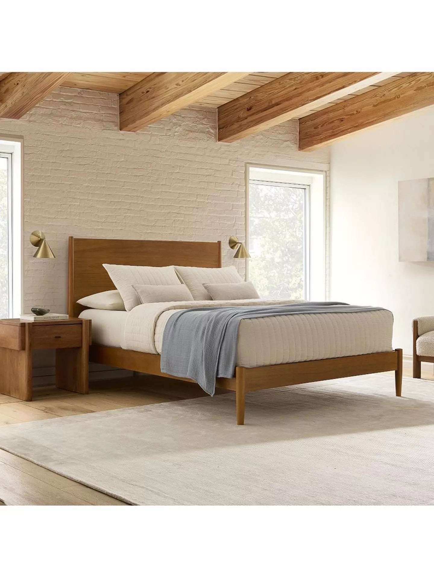 West Elm Mid-Century Wood Bed Frame, King, Acorn