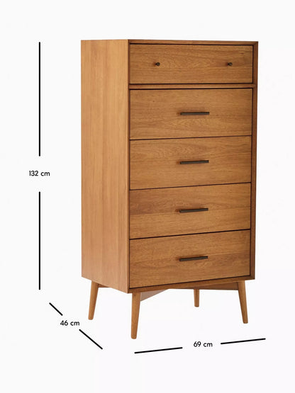 West Elm Mid-Century Wood 5 Drawer Chest, Acorn