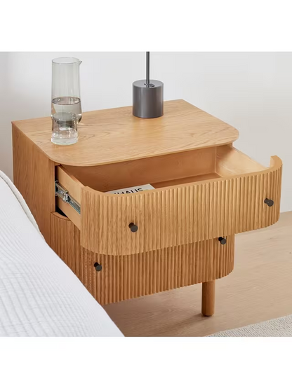 West Elm Ellington 2 Drawer Bedside Table, Oak Veneer