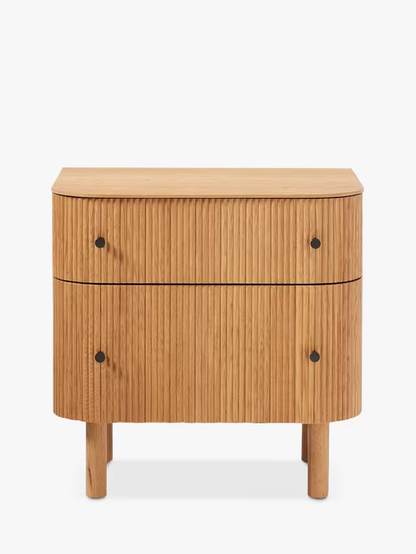 West Elm Ellington 2 Drawer Bedside Table, Oak Veneer