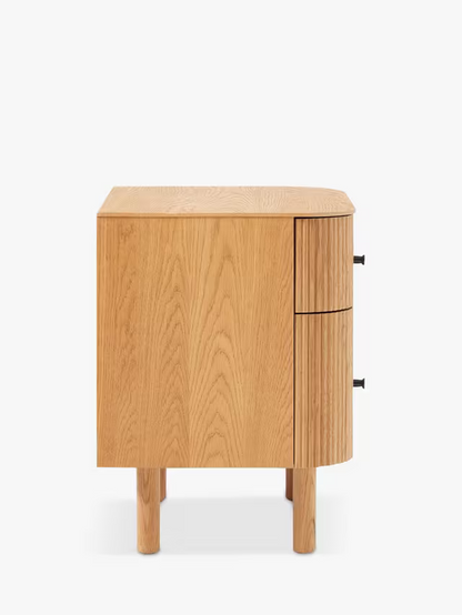 West Elm Ellington 2 Drawer Bedside Table, Oak Veneer