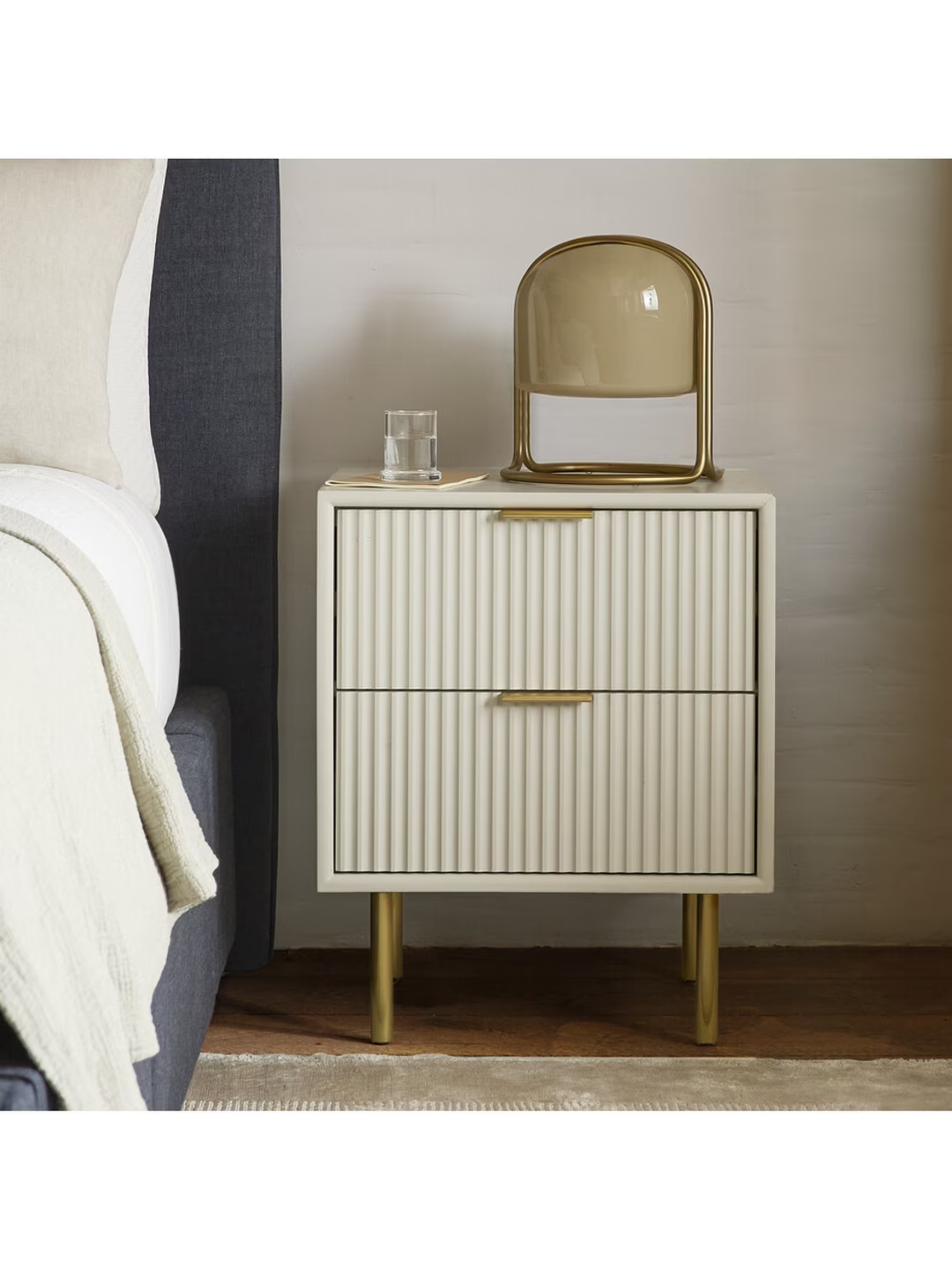 west elm Quinn 2 Drawer Bedside Table, Haze