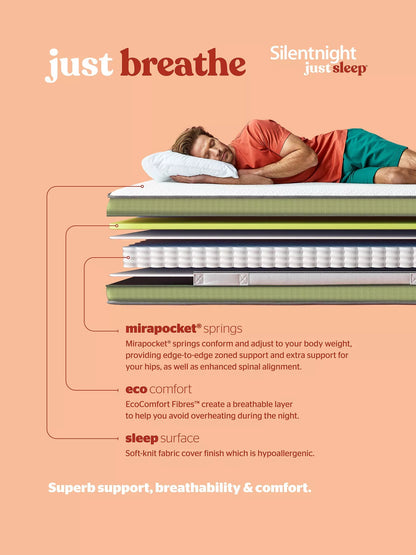 Silentnight Just Breathe Pocket Spring Mattress, Medium/Firm Tension, Double
