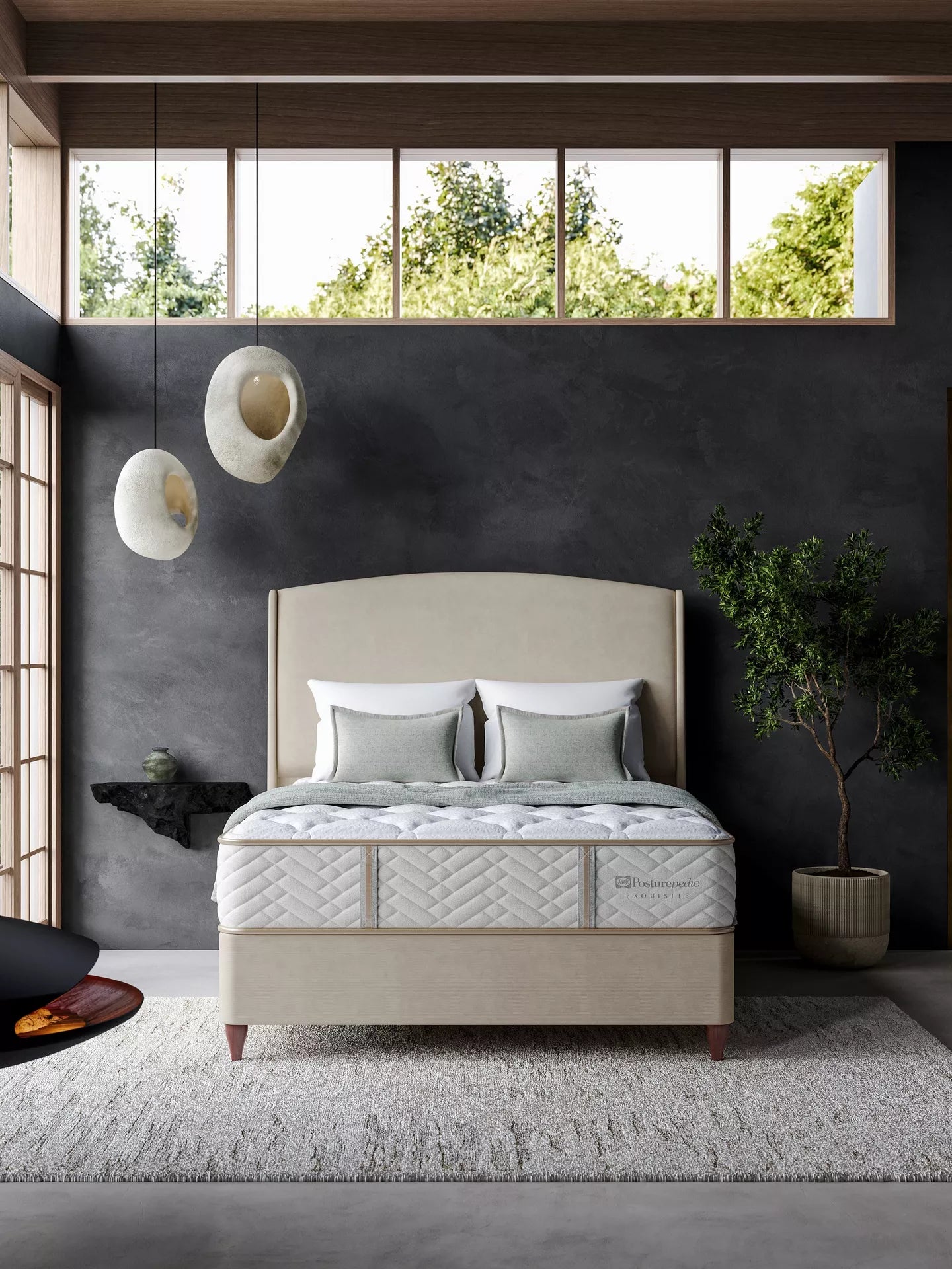 Sealy Posturepedic Exquisite 2 + 2 Drawer Divan Base, Rich Oak Legs Super King Size