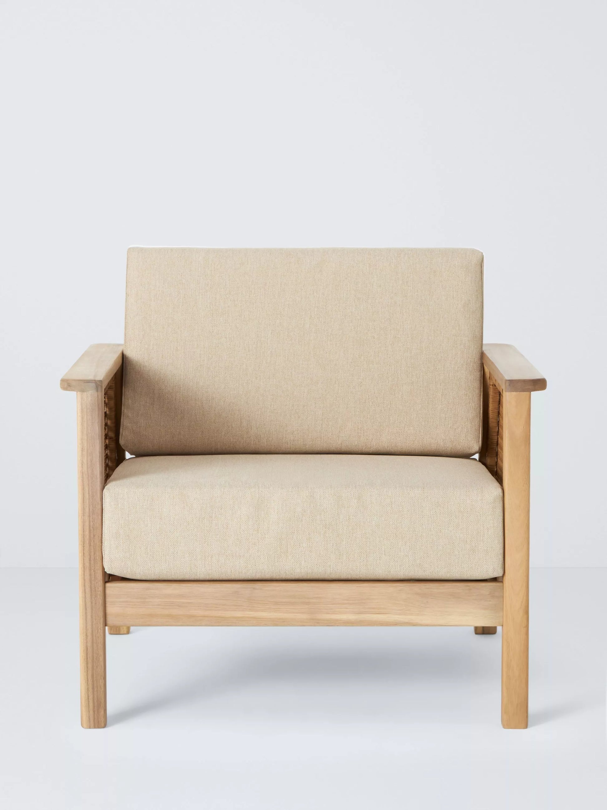 John Lewis Woven Rattan Panel Acacia Wood Garden Lounge Chair, Natural