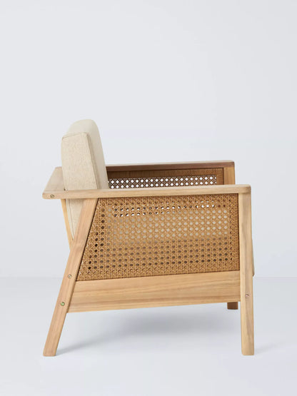 John Lewis Woven Rattan Panel Acacia Wood Garden Lounge Chair, Natural