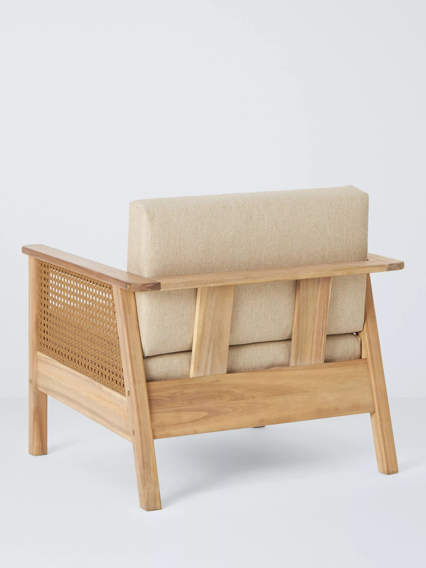 John Lewis Woven Rattan Panel Acacia Wood Garden Lounge Chair, Natural