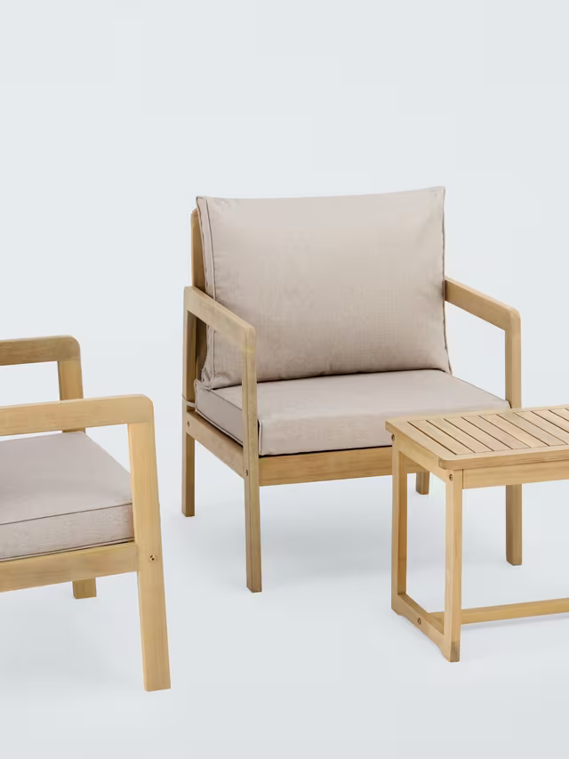 John Lewis Acacia Wood 2-Seater Garden Lounge Set, Natural