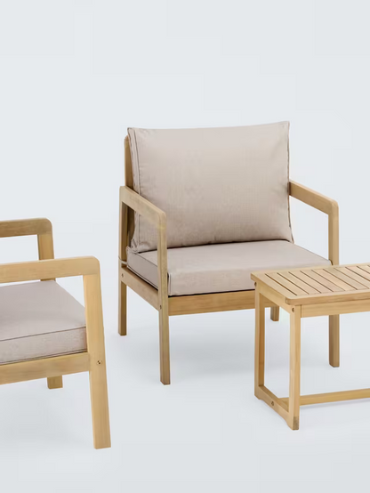 John Lewis Acacia Wood 2-Seater Garden Lounge Set, Natural