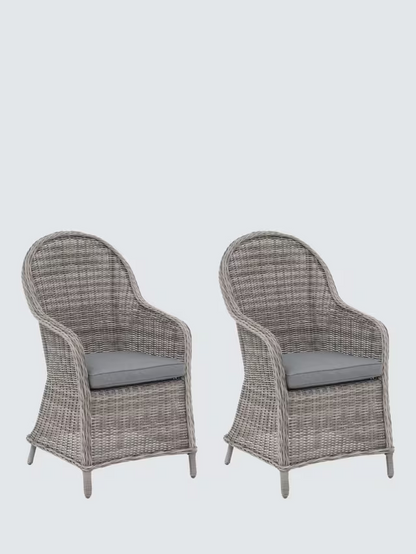 John Lewis Rye Garden Dining Armchairs, Set of 2 Grey