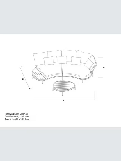 John Lewis Lozenge 4-Seater Modular Curved Garden Sofa & Coffee Table Set Cream