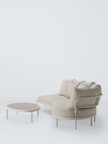 John Lewis Lozenge 4-Seater Modular Curved Garden Sofa & Coffee Table Set Cream