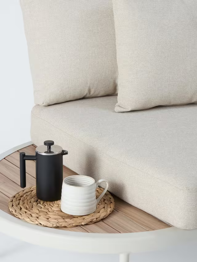 John Lewis Lozenge 4-Seater Modular Curved Garden Sofa & Coffee Table Set Cream